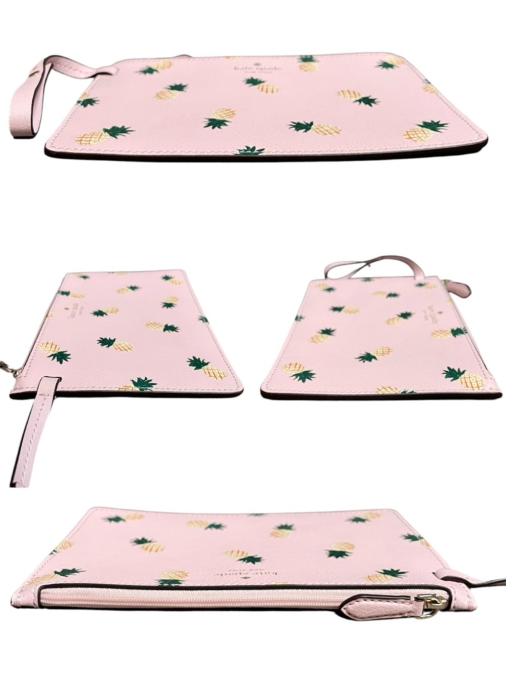 Kate Spade Pink Pineapple Limited Edition Fruit Design Pouch Green Interior - Picture 3 of 4